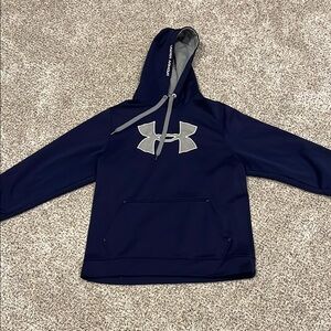 Under Armour Dark Blue Hoodie with Silver Logo